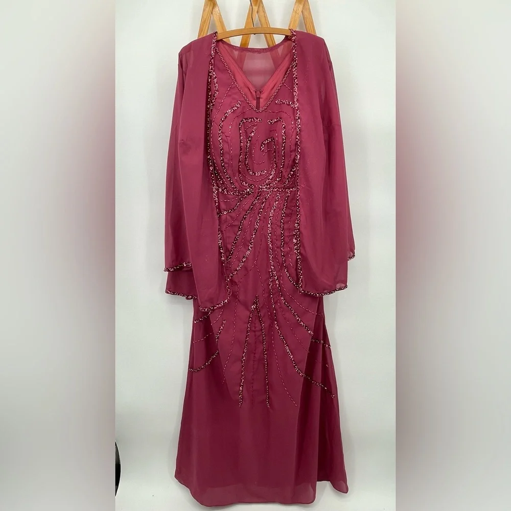 Elegant Burgundy Gown, Mother of the Bride